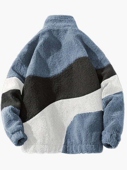Veste polaire homme style universitaire à col montant et fermeture zippée pour look décontracté