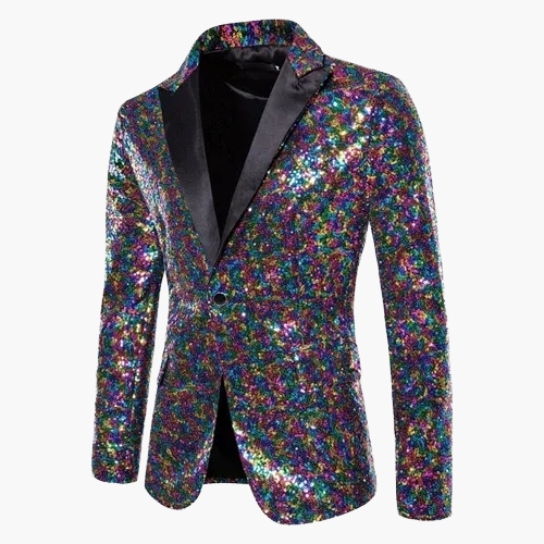 Veste de soirée homme style smoking, motif géométrique brillant, idéale pour fêtes et événements élégants