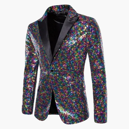 Veste de soirée homme style smoking, motif géométrique brillant, idéale pour fêtes et événements élégants