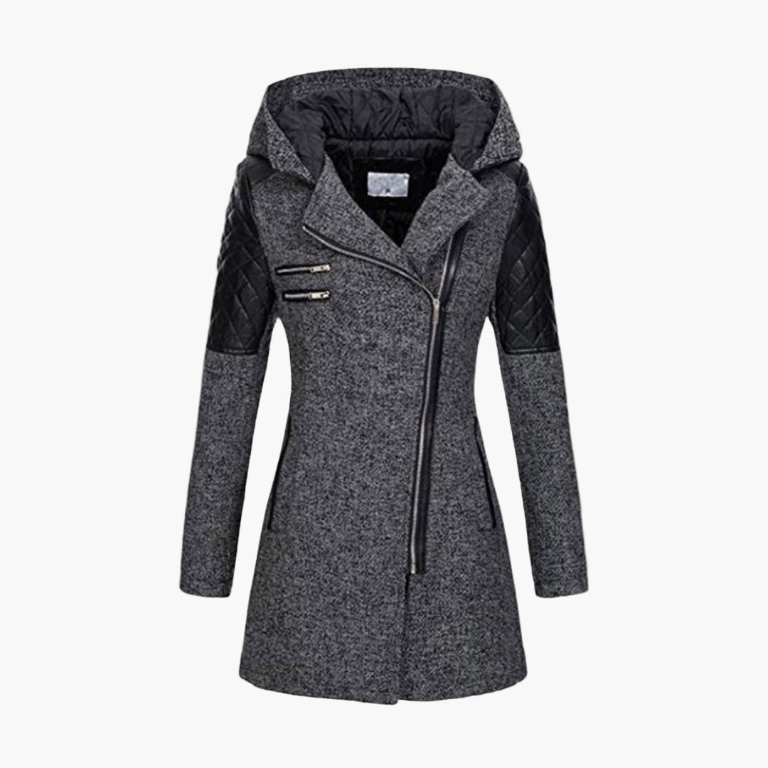 Manteau femme style tweed capuche, élégant et moderne pour l’hiver