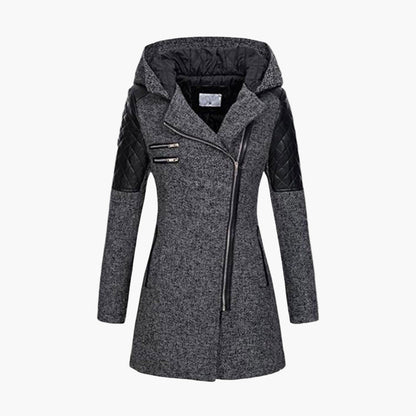 Manteau femme style tweed capuche, élégant et moderne pour l’hiver