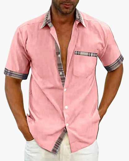 Chemise à manches courtes pour homme style décontracté chic avec détails contrastants - idéale pour toutes occasions