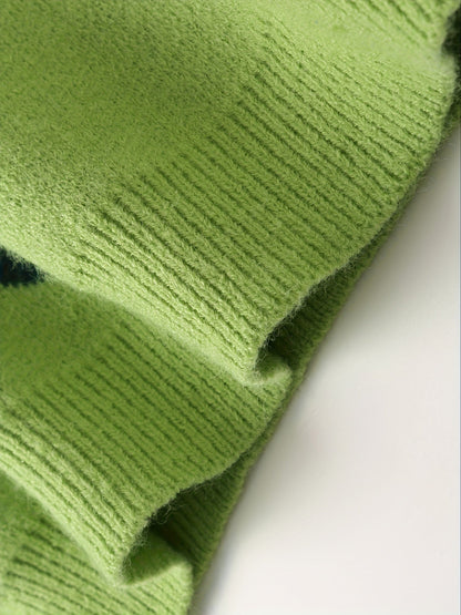 Pull décontracté à motif cœur pour femme, style automne-hiver, col montant tendance