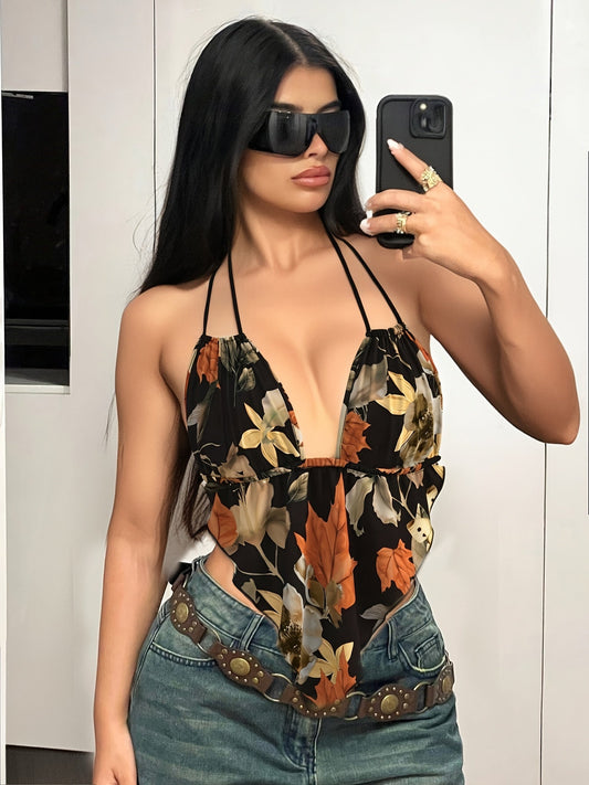 Body dos nu femme style bohème floral pour look estival tendance