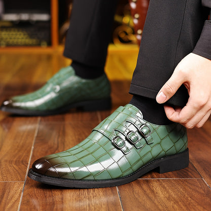 Scarpe eleganti da uomo con tripla fibbia stile vintage – eleganza formale e urbana