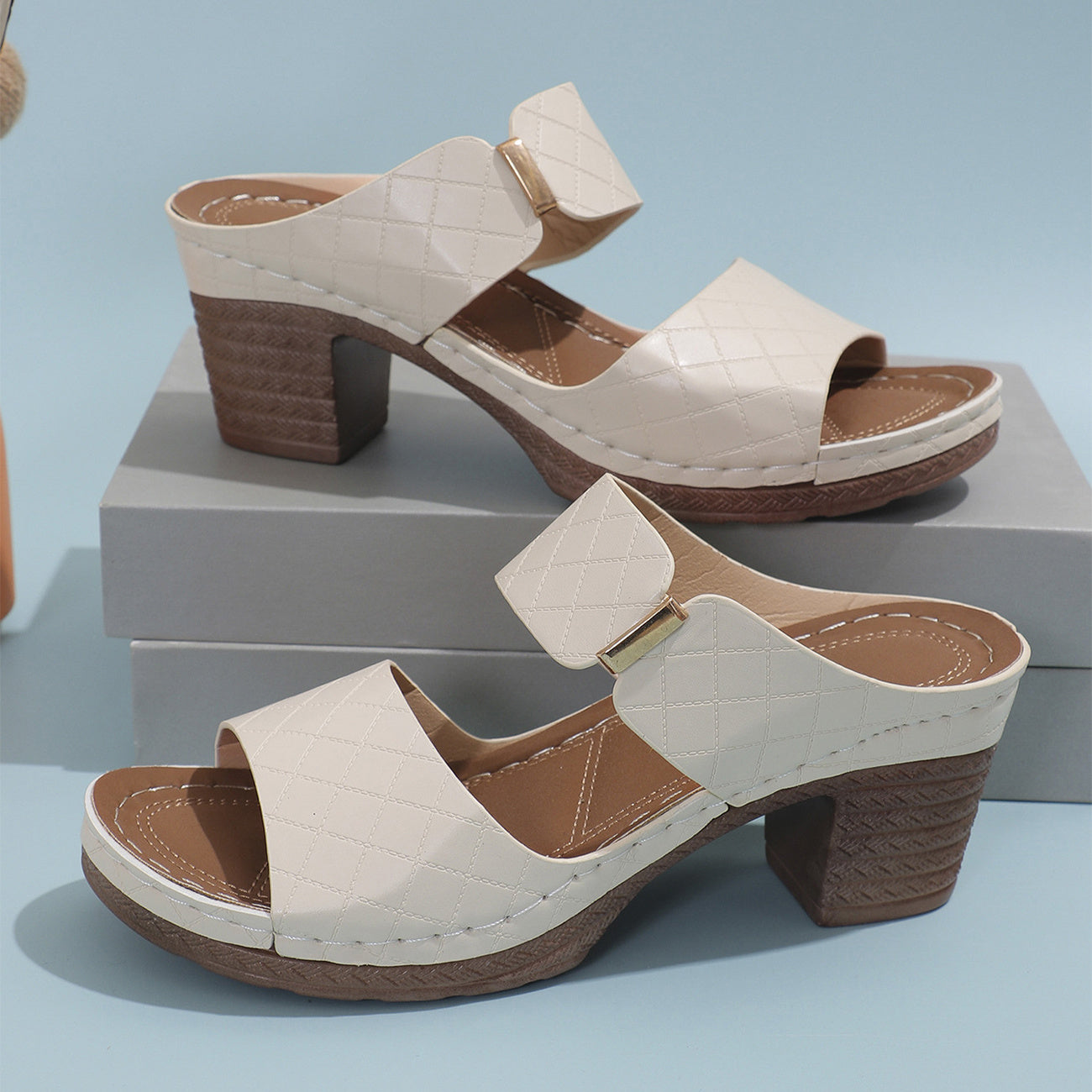 Susan – Chaussons à Talons Hauts Mode Femme à Bout Rond Été