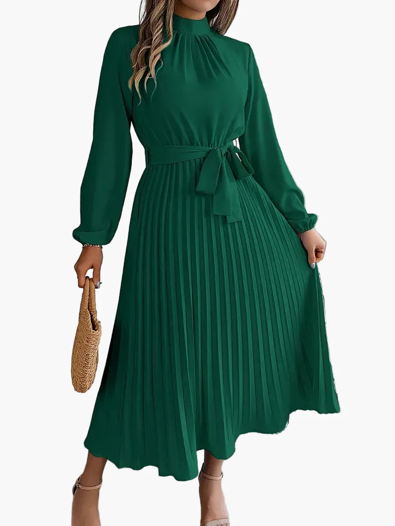 Vestido midi elegante con pliegues para mujer – Estilo refinado y versátil para ocasiones especiales