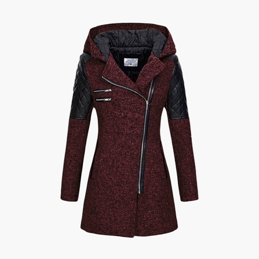 Manteau femme style tweed capuche, élégant et moderne pour l’hiver