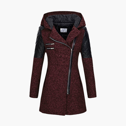 Manteau femme style tweed capuche, élégant et moderne pour l’hiver