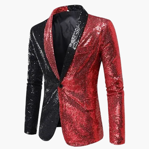 Veste de soirée homme style smoking, motif géométrique brillant, idéale pour fêtes et événements élégants