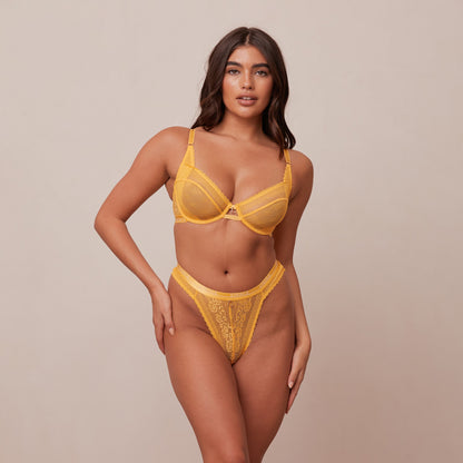 Tracy – Soutien-gorge balconnet en dentelle moutarde