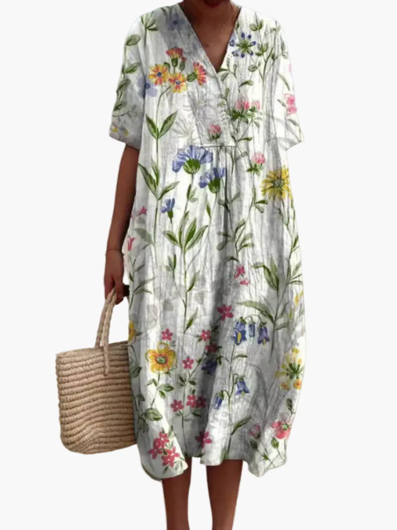Casual summer dress for women, loose fit, bohemian floral style