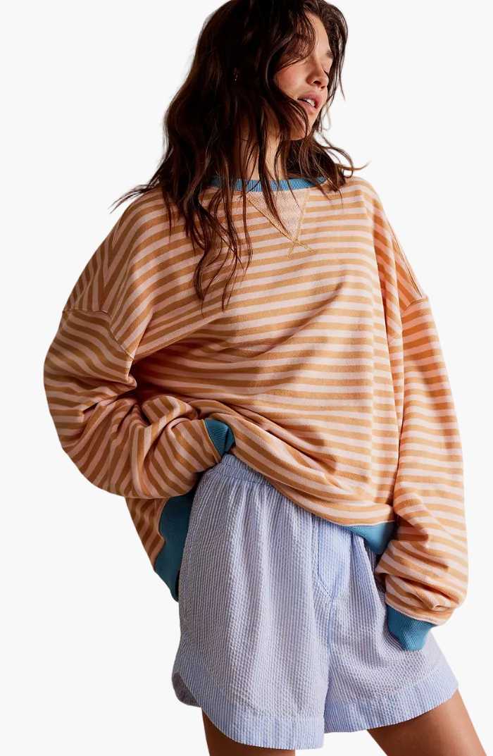 Losvallende gestreepte trui in ontspannen stijl voor dames - Modieuze stedelijke stijl