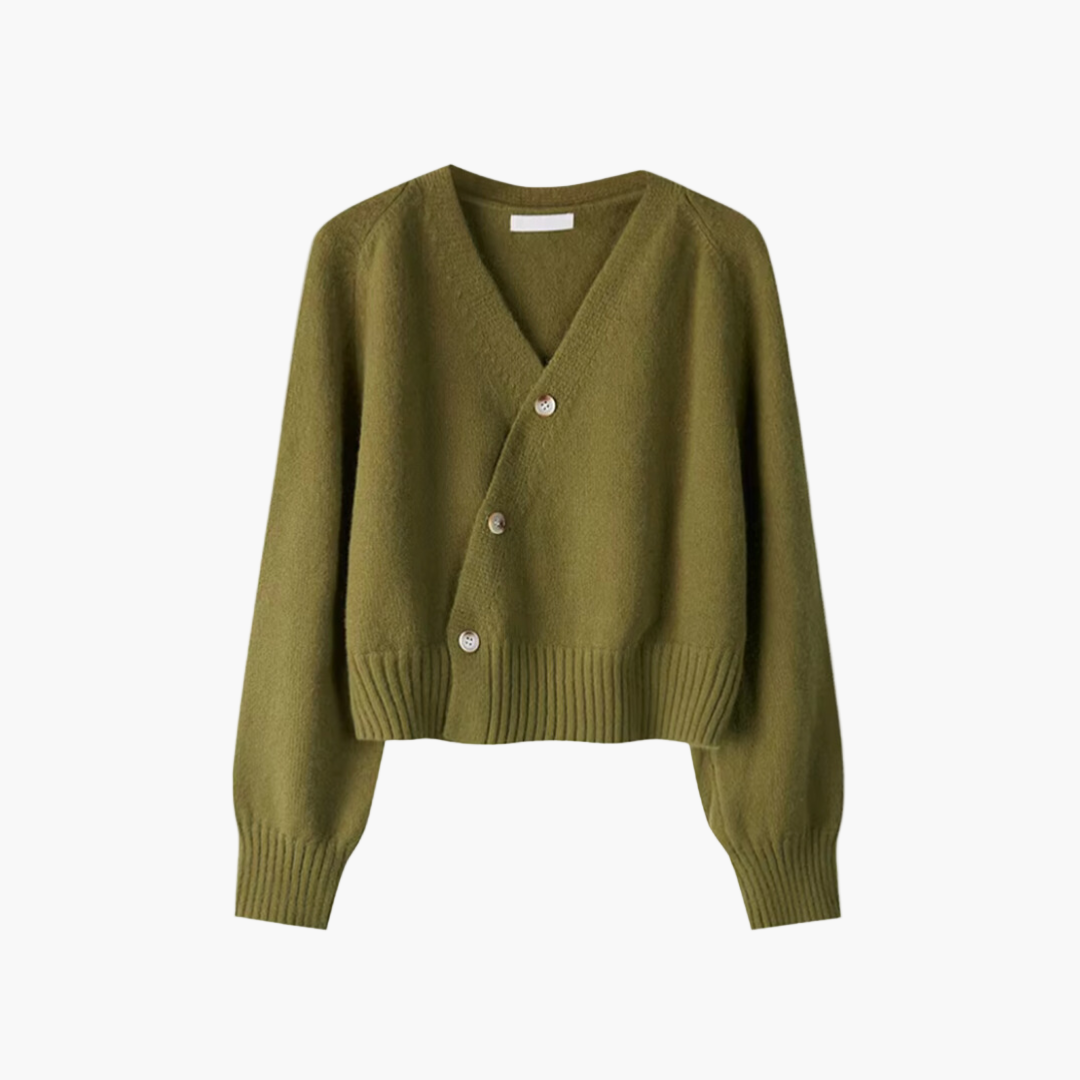 Cardigan femme style moderne à boutons croisés col V pour automne-hiver