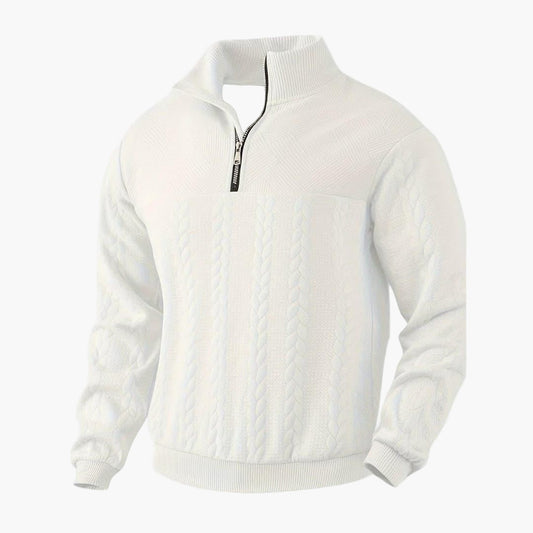 Pull demi-zippé homme style torsadé élégant pour automne et hiver