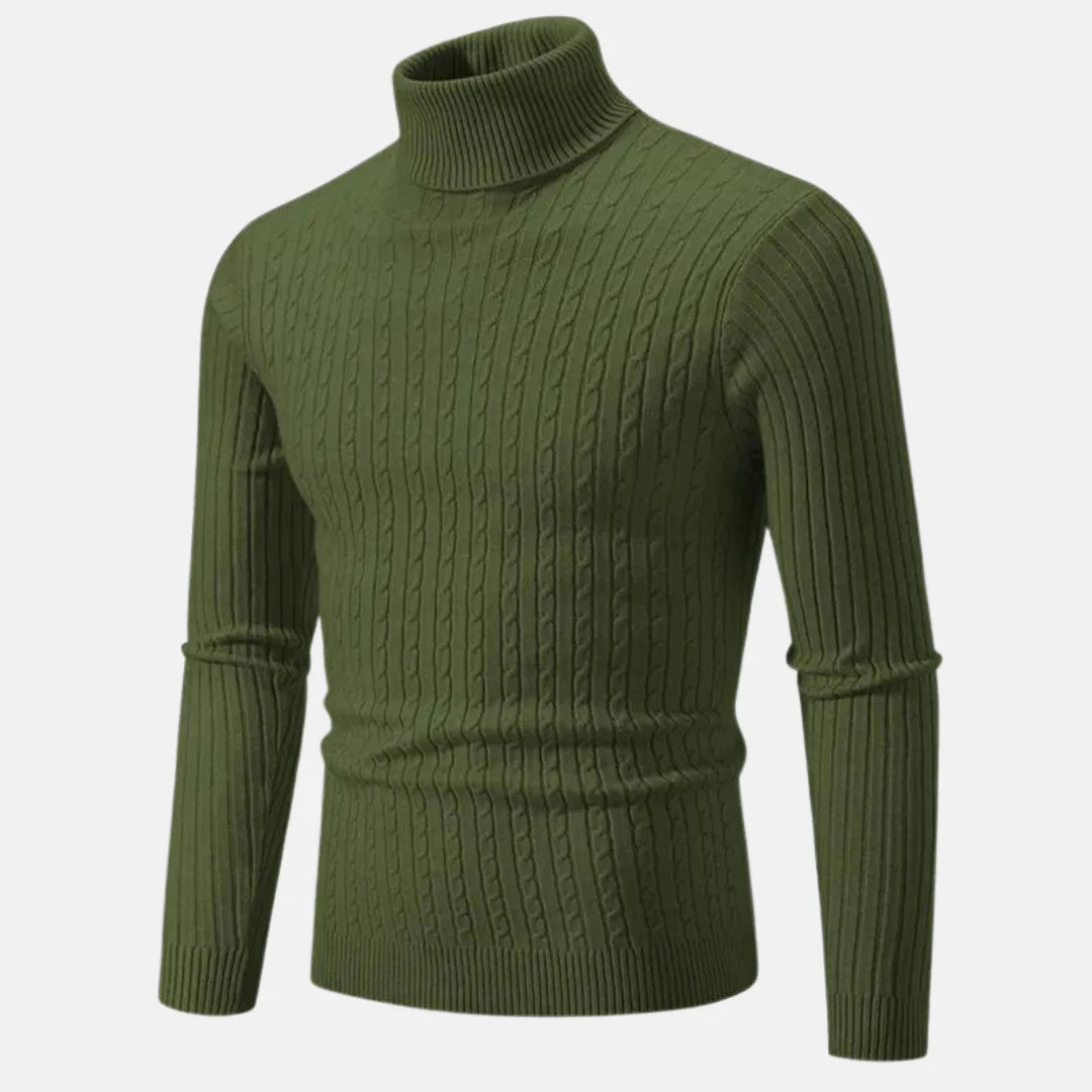 Pull Chaud à Col Roulé Tricoté pour Homme