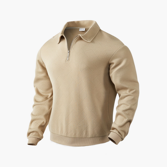 Sweat-shirt pour homme style vintage à col zippé avec motif géométrique – Élégance décontractée pour toutes occasions