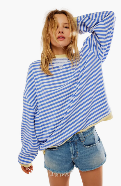 Losvallende gestreepte trui in ontspannen stijl voor dames - Modieuze stedelijke stijl
