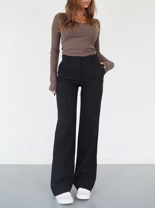 Pantalon à Taille Haute et à Jambes Larges