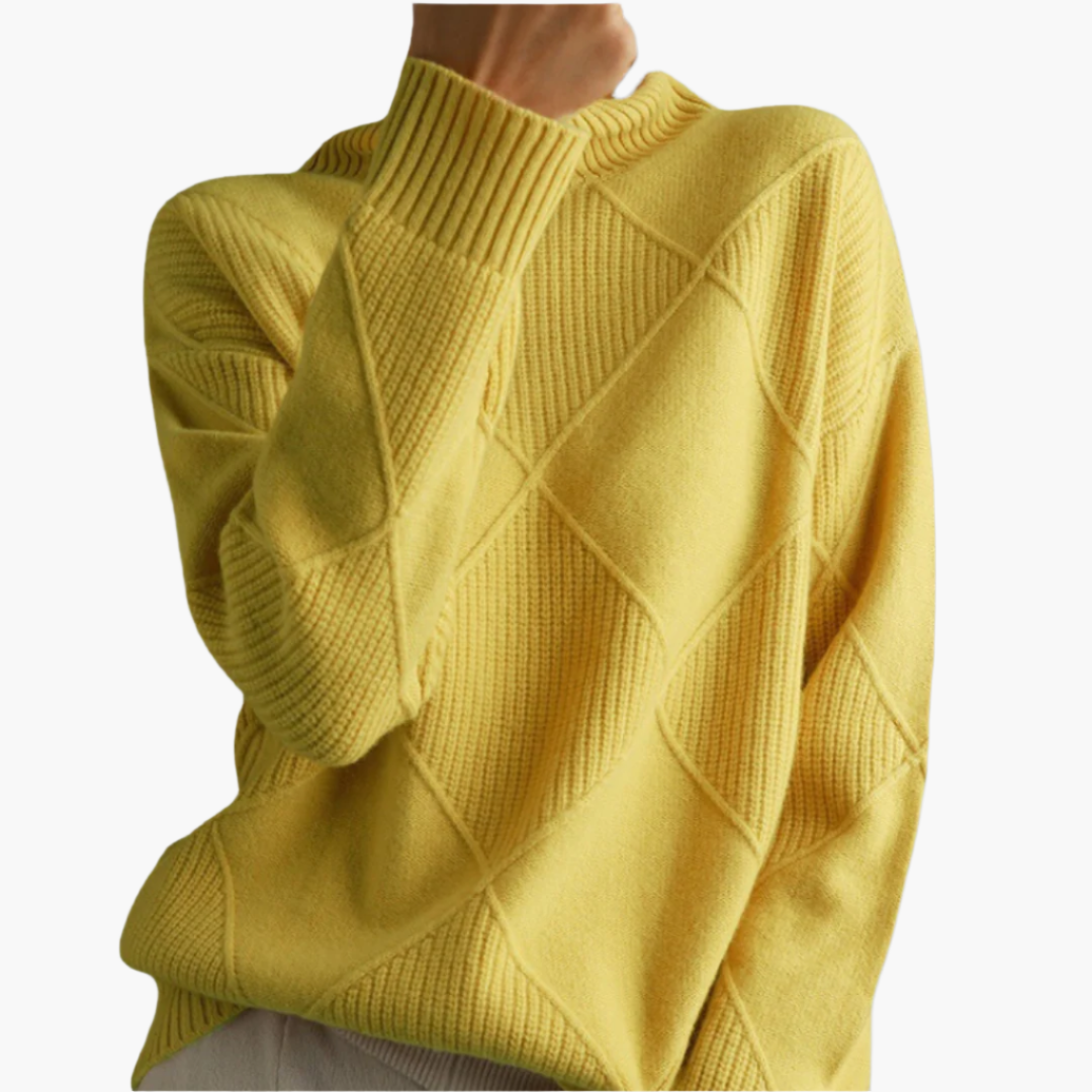Pull-over Femme Style Décontracté Motif Losanges – Tricot Doux et Confortable pour Loisirs et Quotidien