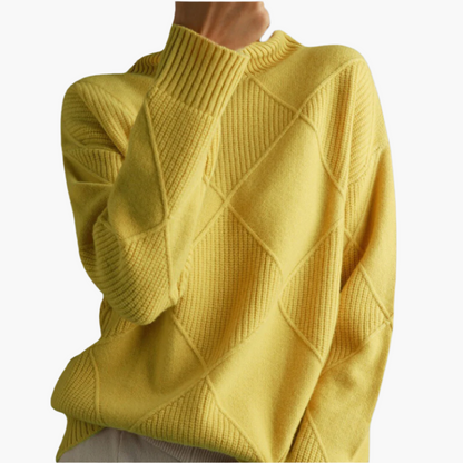 Pull-over Femme Style Décontracté Motif Losanges – Tricot Doux et Confortable pour Loisirs et Quotidien