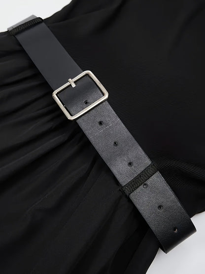 Robe longue élégante sans manches avec ceinture pour femme - style bal chic