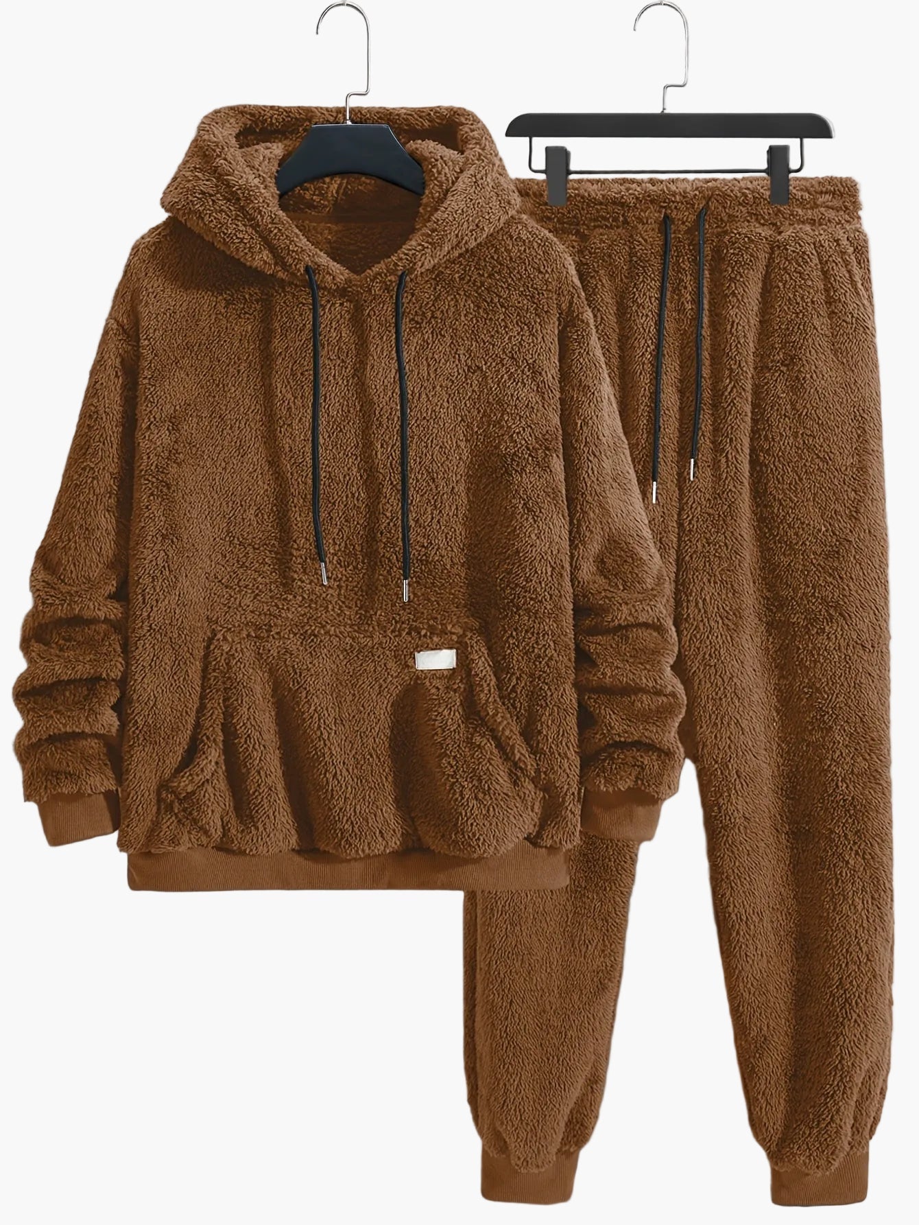 Ensemble décontracté homme sweat à capuche et pantalon style peluche pour l'automne et l'hiver
