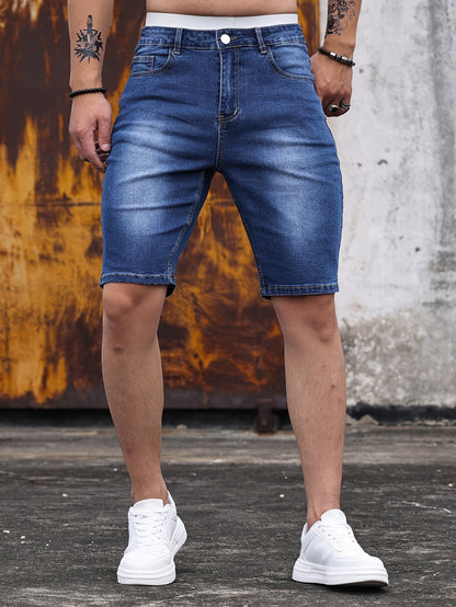 Short en jean décontracté pour homme, style skinny, idéal pour l'été et les loisirs