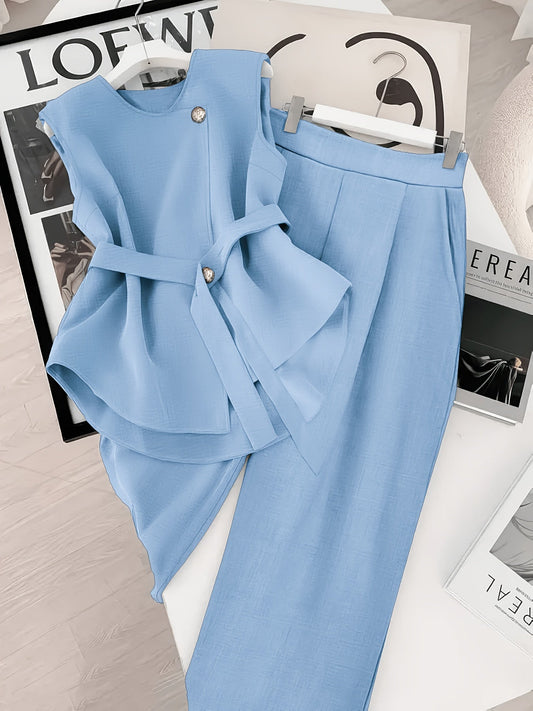 Ensemble Deux Pièces Femme Élégant Style Moderne pour Bureau et Événements