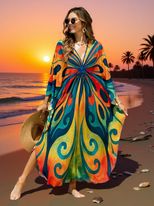 Caftán largo para mujer estilo bohemio para playa y vacaciones