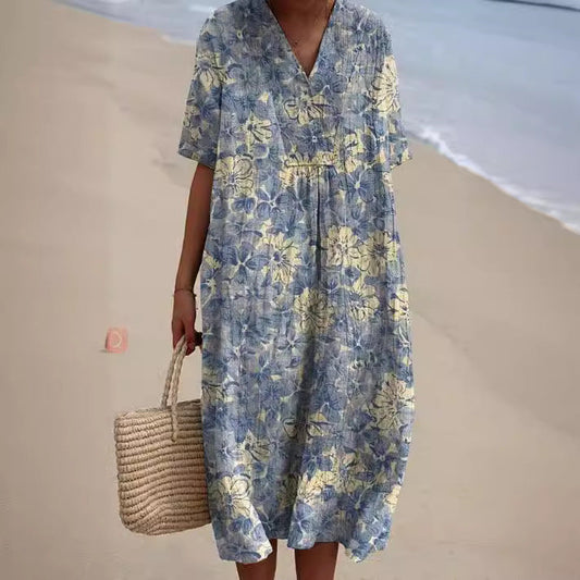 Robe Longue Décontractée Femme Style Bohème Idéale Plage et Été