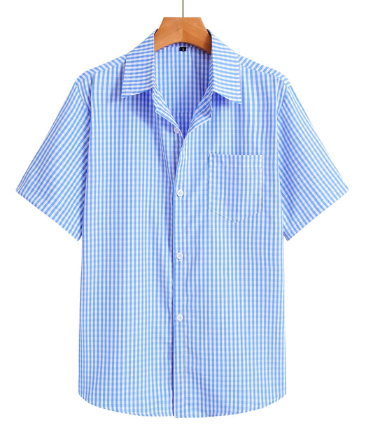 Men's Casual Short-Sleeve Plaid Shirt Summer Style