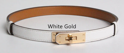 Mary – Ceinture en cuir vegan de haute qualité de 1,8 cm de largeur avec boucle dorée