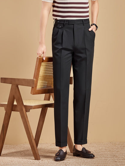 Pantaloni eleganti da uomo stile moderno con pince, taglio dritto, per uso quotidiano o ufficio