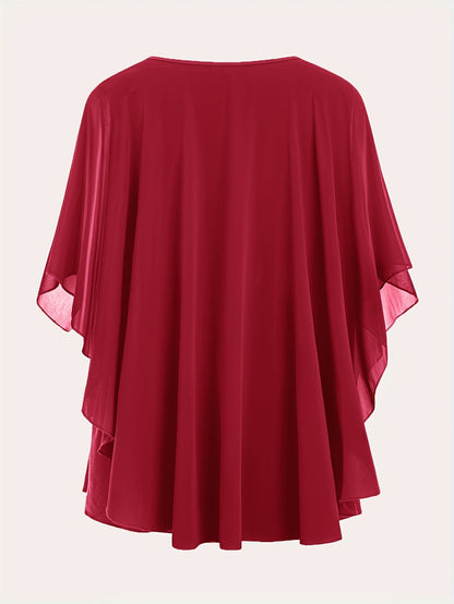 Blouse cape élégante femme grande taille style soirée ample