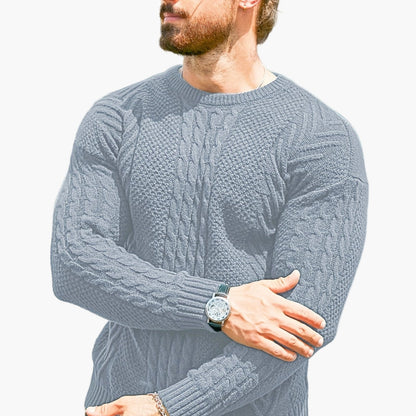 Pull torsadé pour homme style décontracté urbain – Manches longues, chic automne/hiver