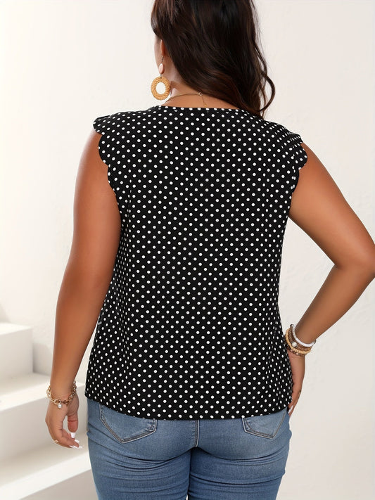 Top élégant à pois pour femme – Style décontracté chic, parfait pour l'été