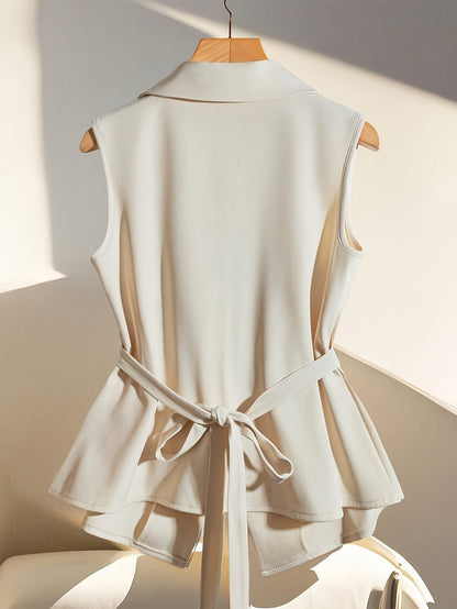Gilet sans manches femme style tailleur chic pour bureau ou événement