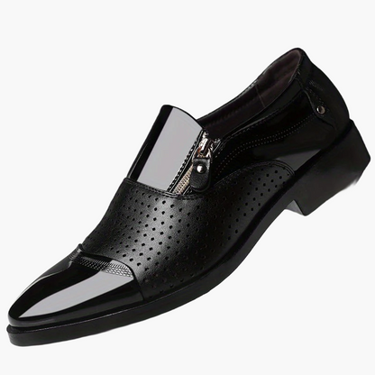 Scarpe eleganti da uomo stile inglese con punta appuntita e chiusura lampo