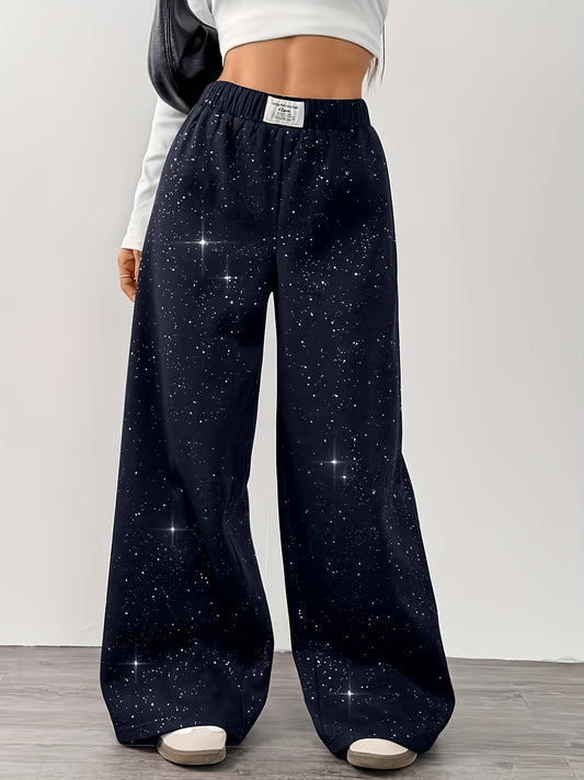 Pantaloni larghi casual da donna stile galassia ideali per tempo libero e uscite