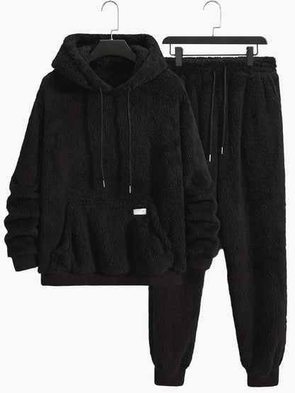 Ensemble décontracté homme sweat à capuche et pantalon style peluche pour l'automne et l'hiver