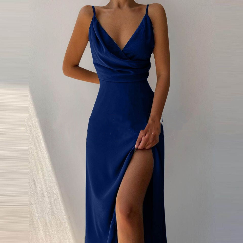 Mary – Robe à bretelles sexy avec fente pour l'été