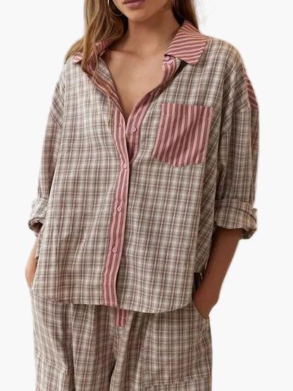 Pyjama Décontracté Deux Pièces Femme Style Tendance Maison et Nuit