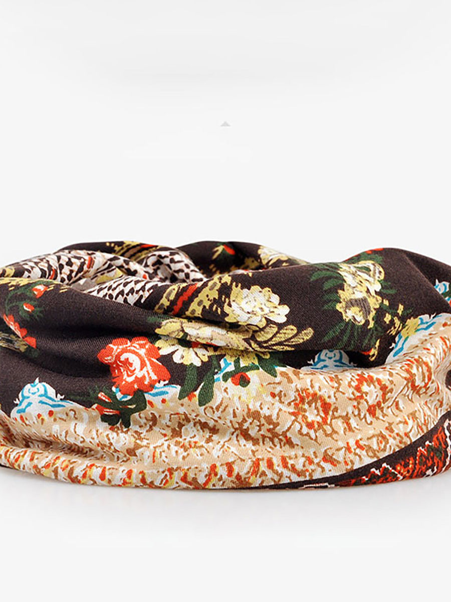 Gorro para mujer estilo bohemio de uso múltiple con motivo floral elegante para primavera, verano y otoño