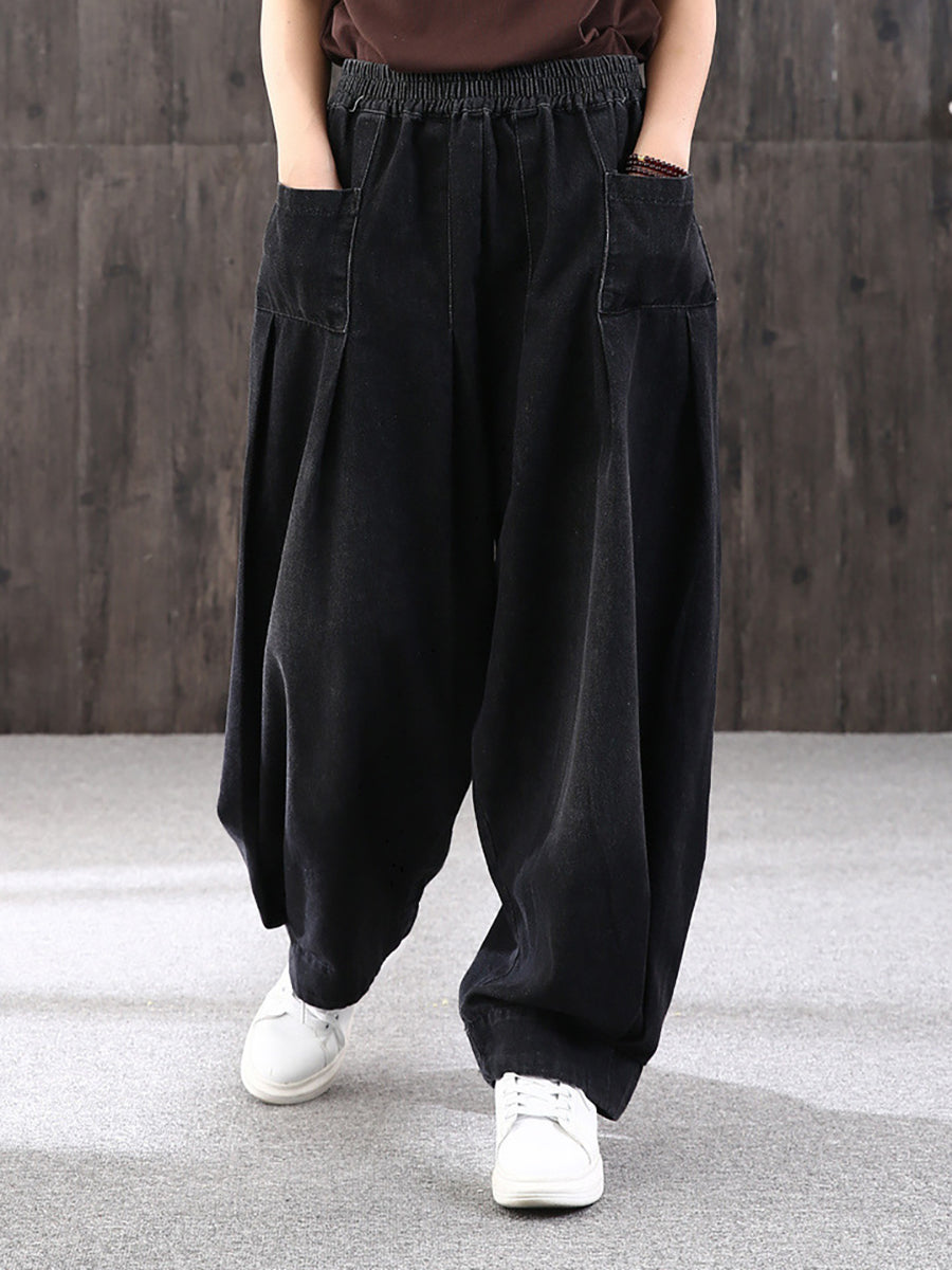 Loszittende broek voor dames in straatstijl met zakken, elastische taille, ideaal voor een modieuze stedelijke uitstraling