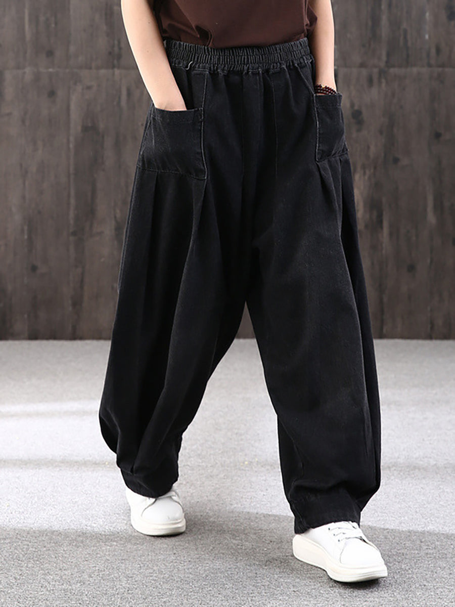 Loszittende broek voor dames in straatstijl met zakken, elastische taille, ideaal voor een modieuze stedelijke uitstraling