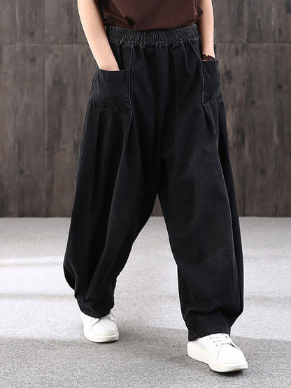 Loszittende broek voor dames in straatstijl met zakken, elastische taille, ideaal voor een modieuze stedelijke uitstraling