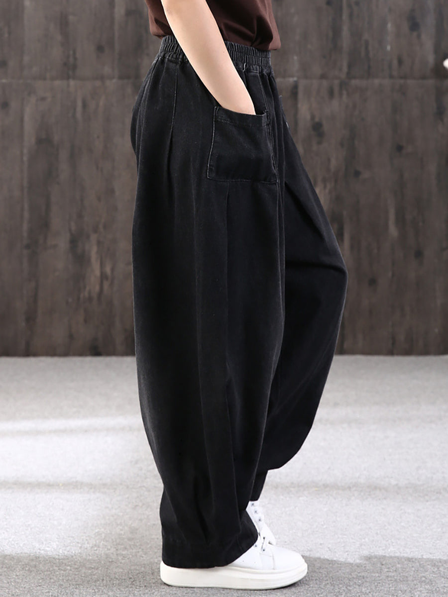 Loszittende broek voor dames in straatstijl met zakken, elastische taille, ideaal voor een modieuze stedelijke uitstraling