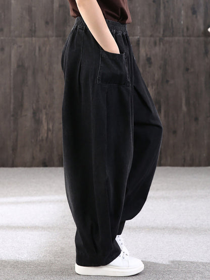 Loszittende broek voor dames in straatstijl met zakken, elastische taille, ideaal voor een modieuze stedelijke uitstraling