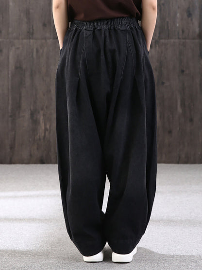 Loszittende broek voor dames in straatstijl met zakken, elastische taille, ideaal voor een modieuze stedelijke uitstraling